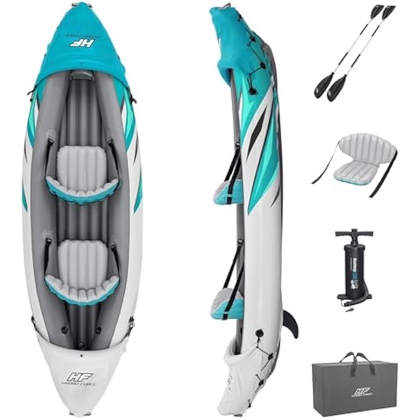 Bestway Hydro Force Inflatable Kayak Set | Includes Seat, Paddle, Hand Pump, Storage Carry Bag | Great for Adults, Kids and Families