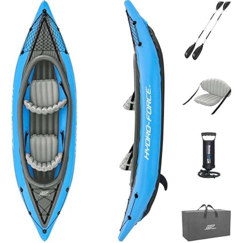 Bestway Hydro Force Inflatable Kayak Set | Includes Seat, Paddle, Hand Pump, Storage Carry Bag | Great for Adults, Kids and Families