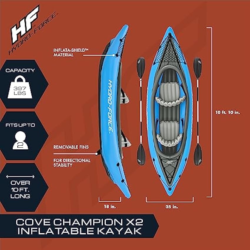 Bestway Hydro Force Inflatable Kayak Set | Includes Seat, Paddle, Hand Pump, Storage Carry Bag | Great for Adults, Kids and Families